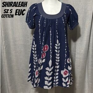 Shiraleah Dress-Sz S-Cotton-Blue/White/Pink-Floral-Lined-EUC